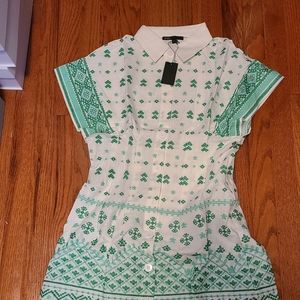 NNW Maje Ripana embroidered ramie and cotton-blend gauze mini shirt dress size 2